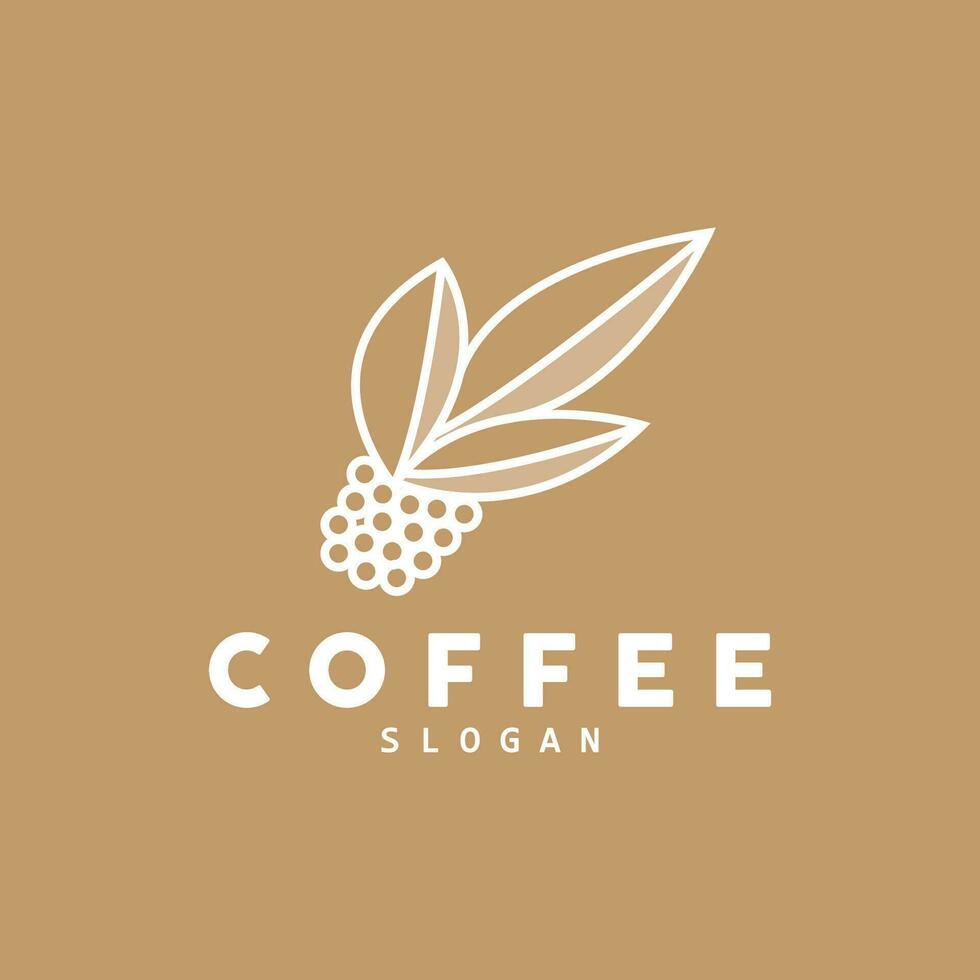 design de logotipo de bebida de feijão de café em ilustração vetorial de cor marrom vetor