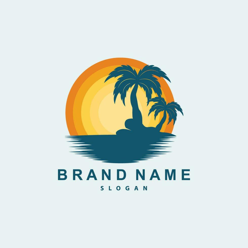 Palma árvore logotipo, de praia vetor, verão projeto, silhueta símbolo ilustração vetor