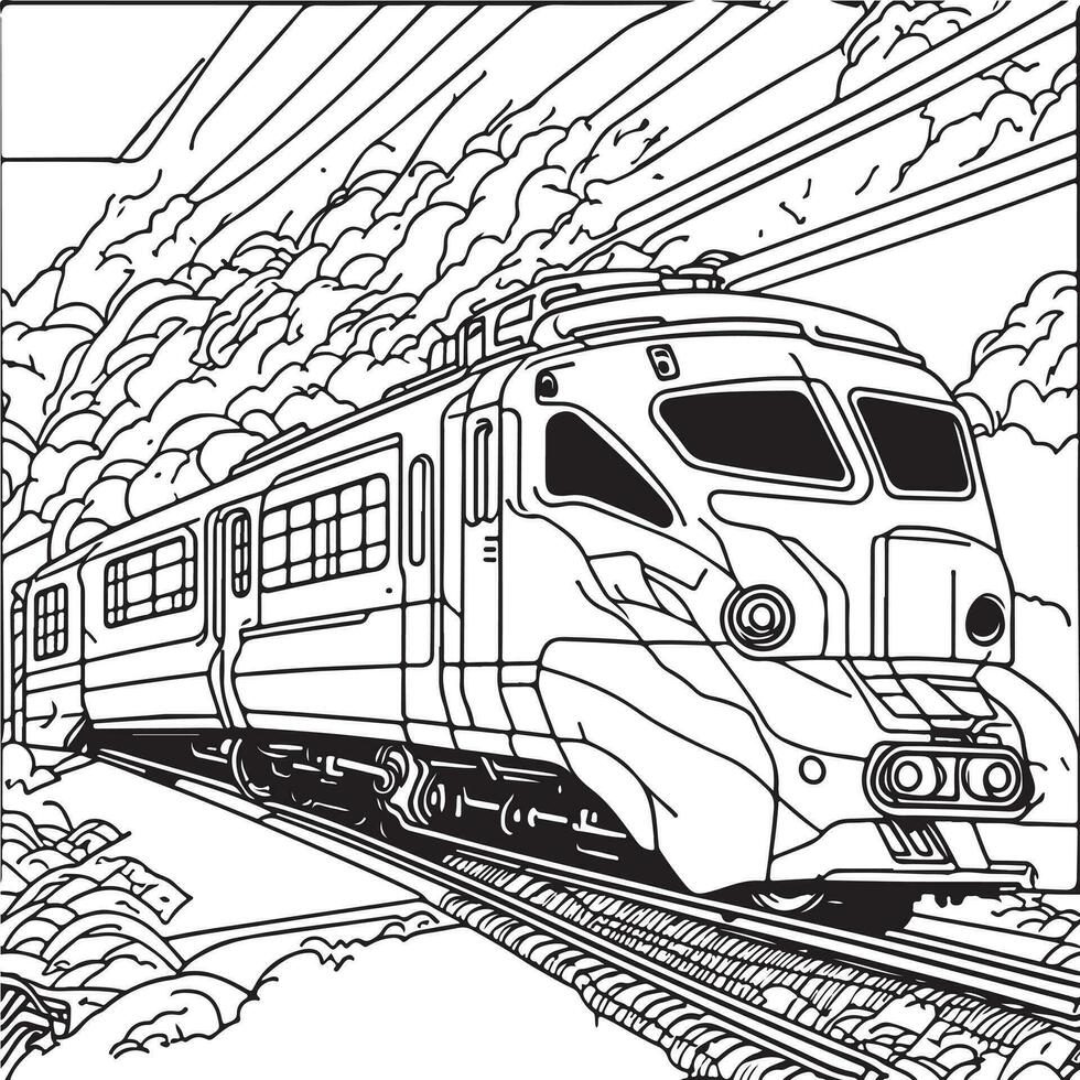 vetor linha arte trem dentro movimento. trem linha desenhando grampo arte.