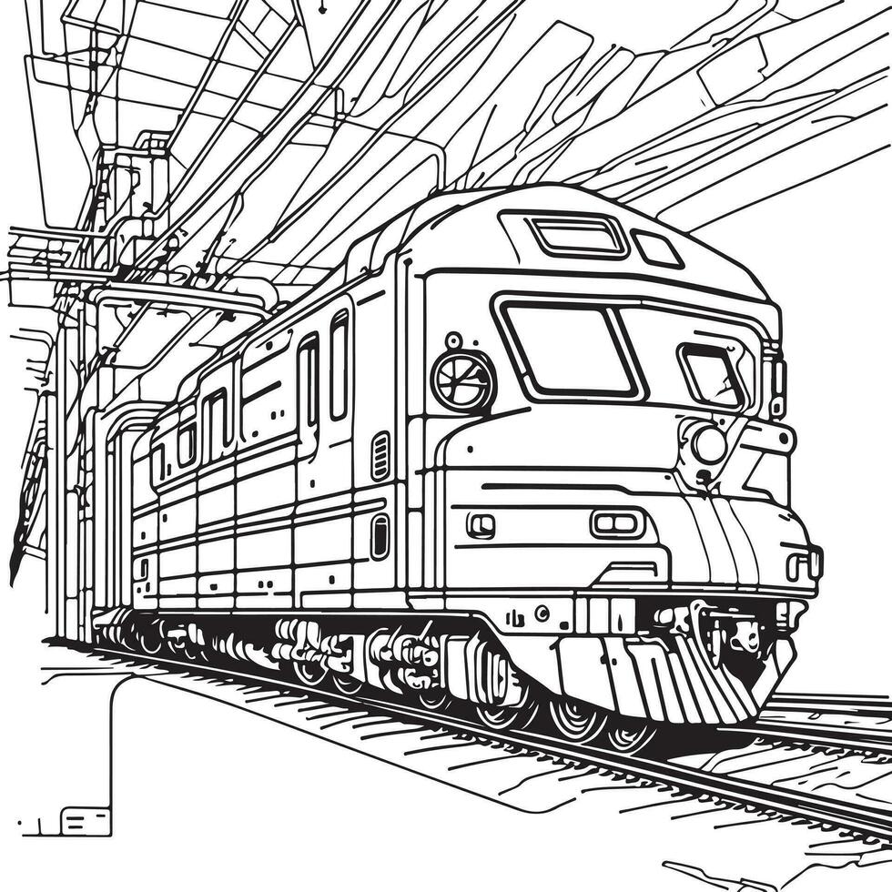 vetor linha arte trem dentro movimento. trem linha desenhando grampo arte.