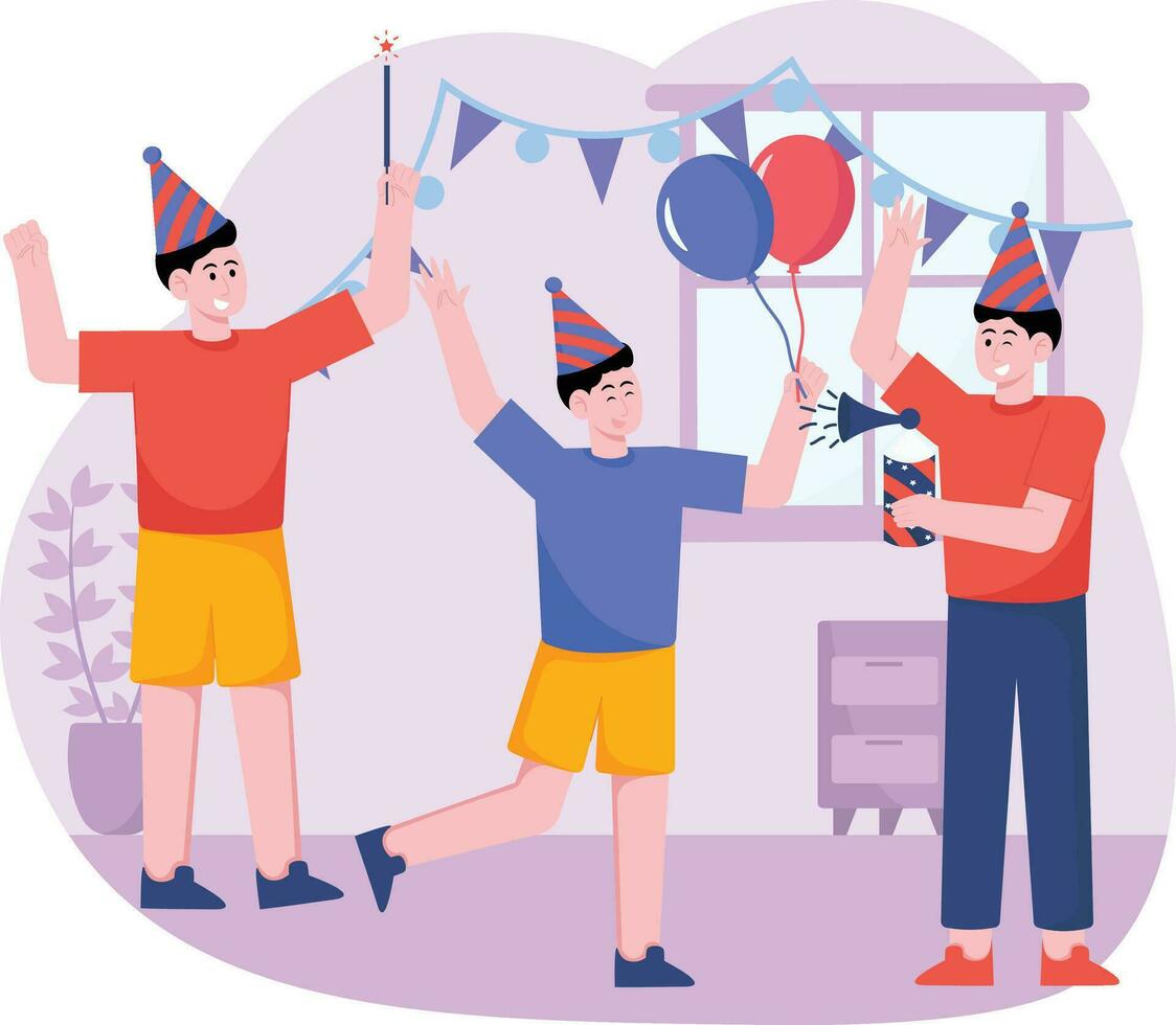 homem às Novo anos festa 1 ilustração vetor