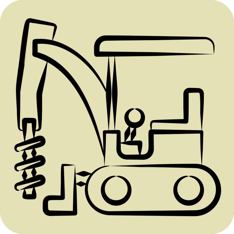ícone escavadora broca dirigir. relacionado para construção veículos símbolo. mão desenhado estilo. simples Projeto editável. simples ilustração vetor