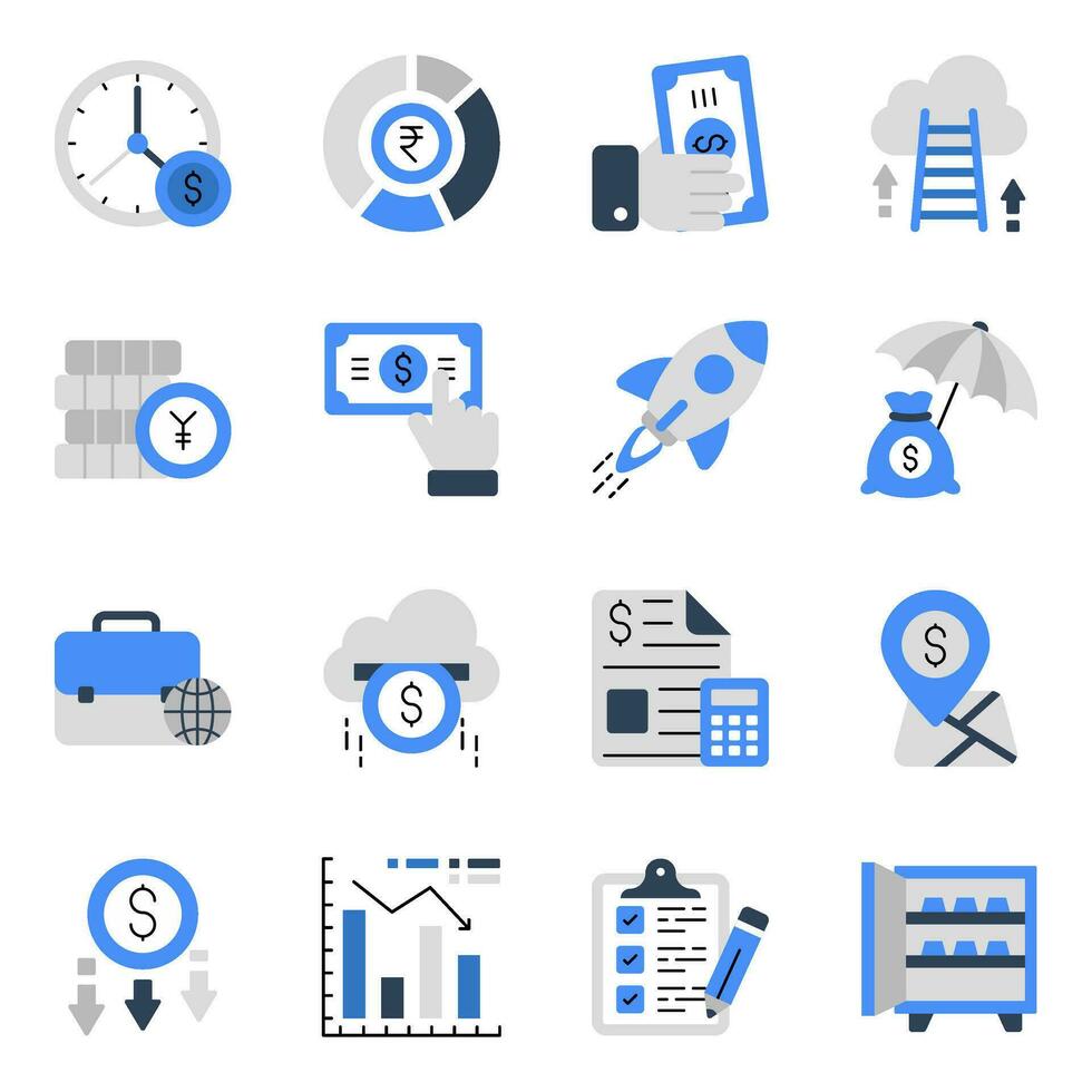 pacote do o negócio e comércio plano ícones vetor