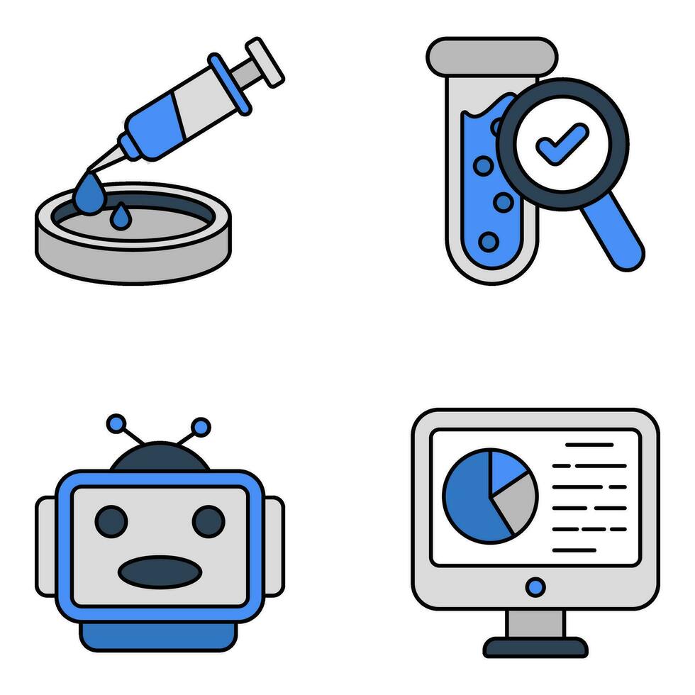 pacote do laboratório equipamento plano ícones vetor