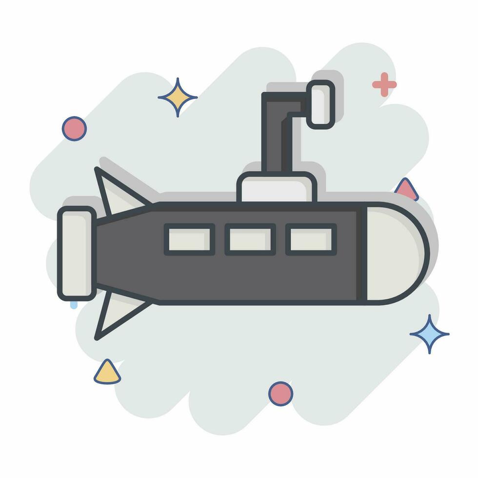 ícone submarino. relacionado para militares símbolo. quadrinho estilo. simples Projeto editável. simples ilustração vetor