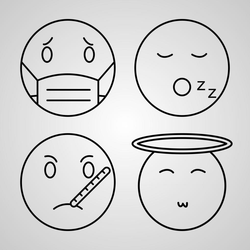 conjunto de ícones de emojis ilustração vetorial eps vetor