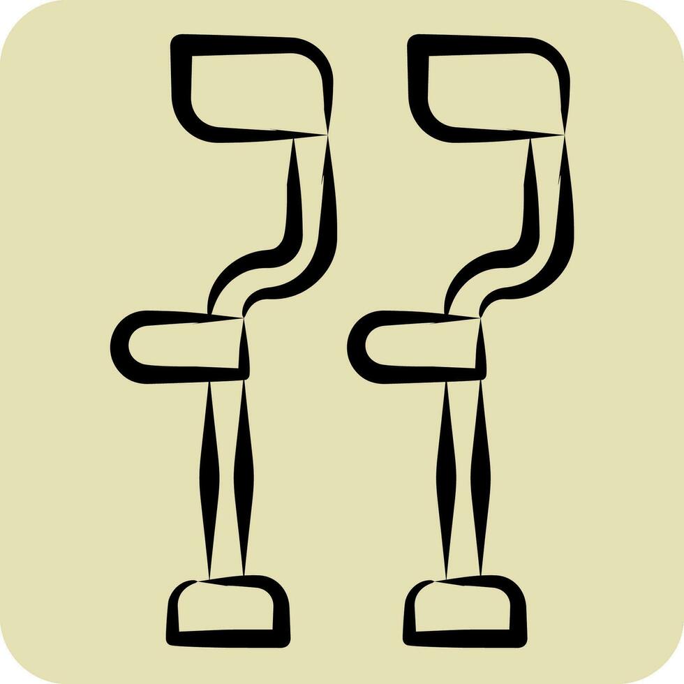 ícone muletas. relacionado para ortopédico símbolo. mão desenhado estilo. simples Projeto editável. simples ilustração vetor