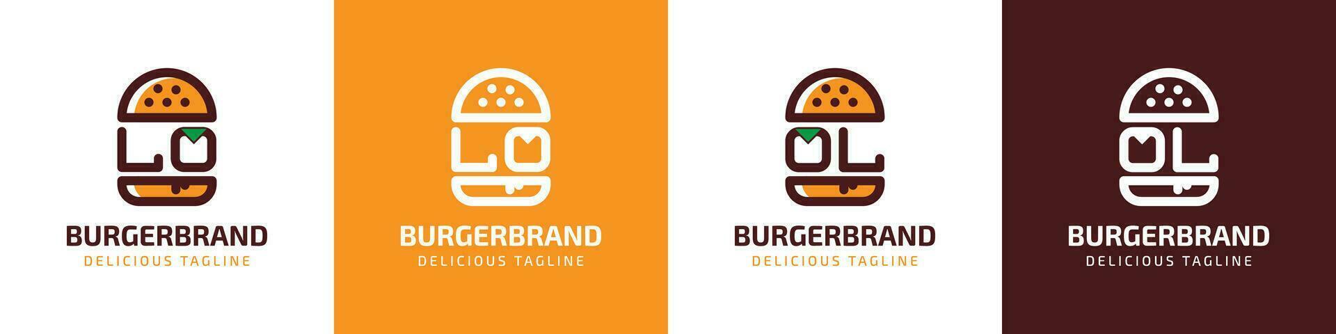 carta lo e ol hamburguer logotipo, adequado para qualquer o negócio relacionado para hamburguer com lo ou ol iniciais. vetor