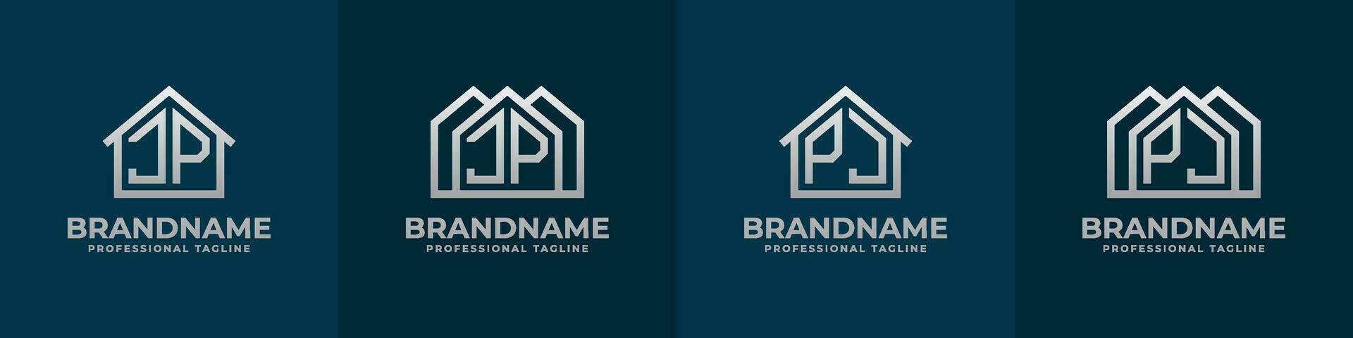 carta jp e pj casa logotipo definir. adequado para qualquer o negócio relacionado para casa, real Estado, construção, interior com jp ou pj iniciais. vetor