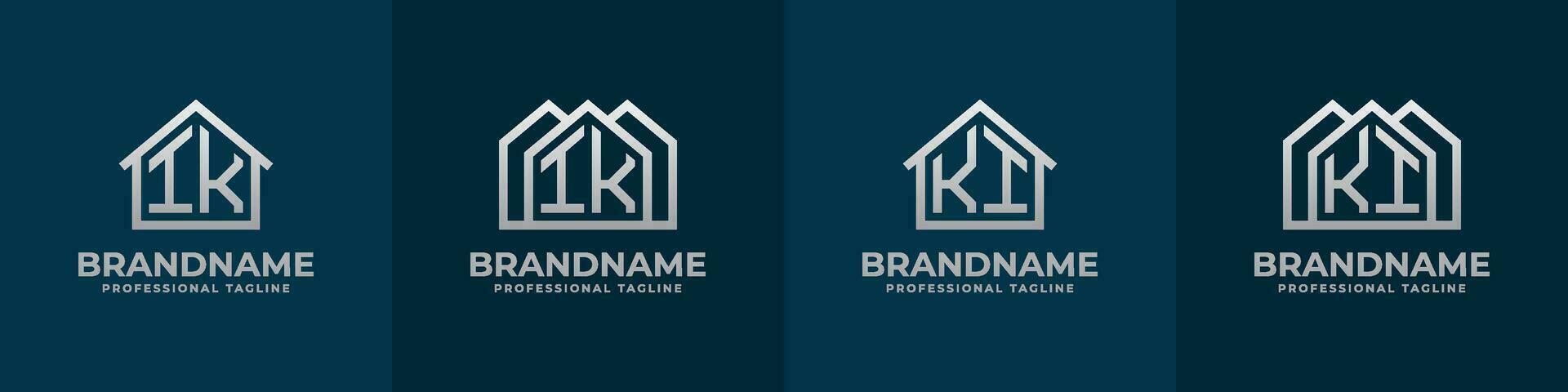 carta ik e ki casa logotipo definir. adequado para qualquer o negócio relacionado para casa, real Estado, construção, interior com ik ou ki iniciais. vetor