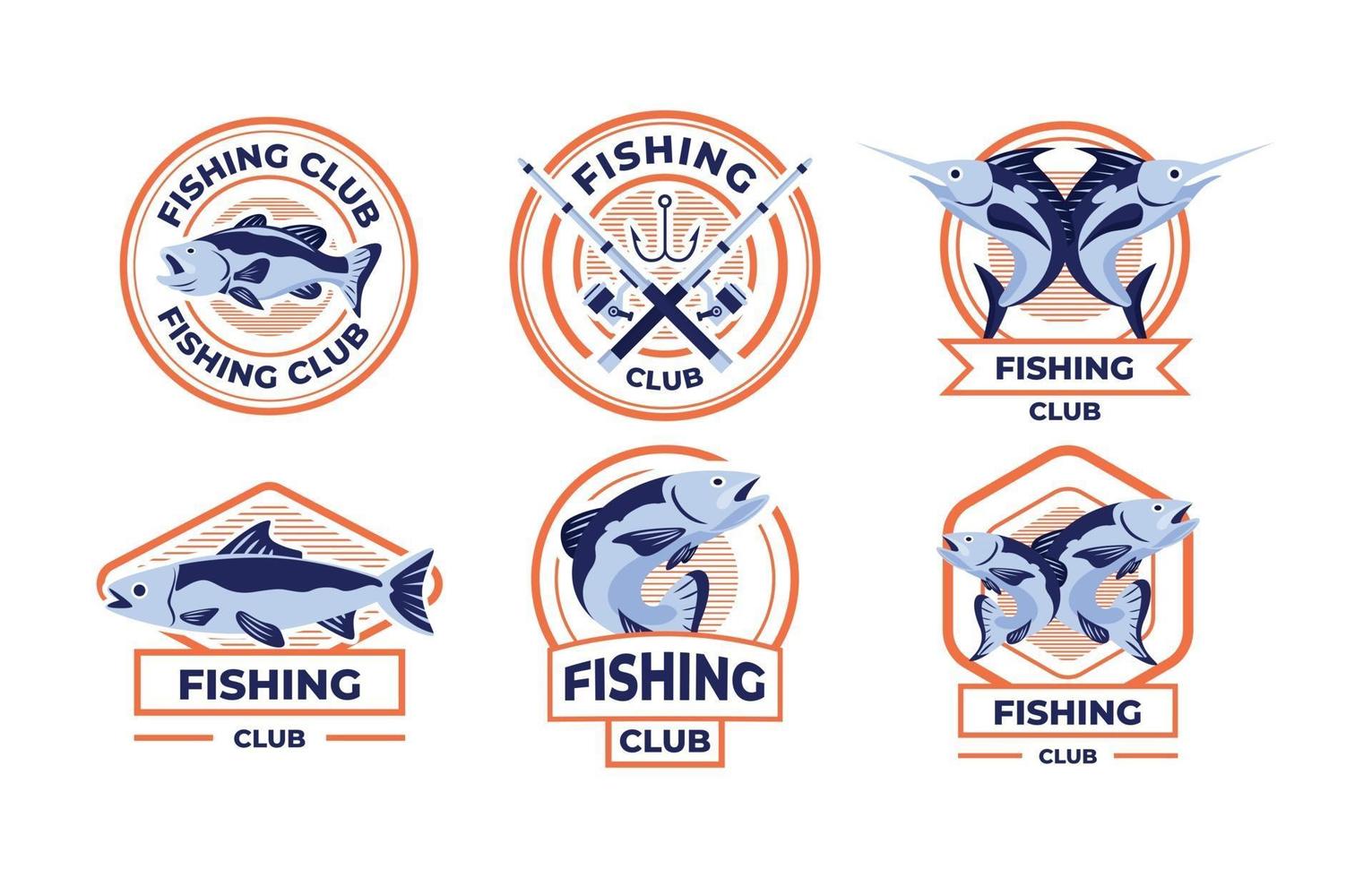 design plano do emblema do clube de pesca vetor