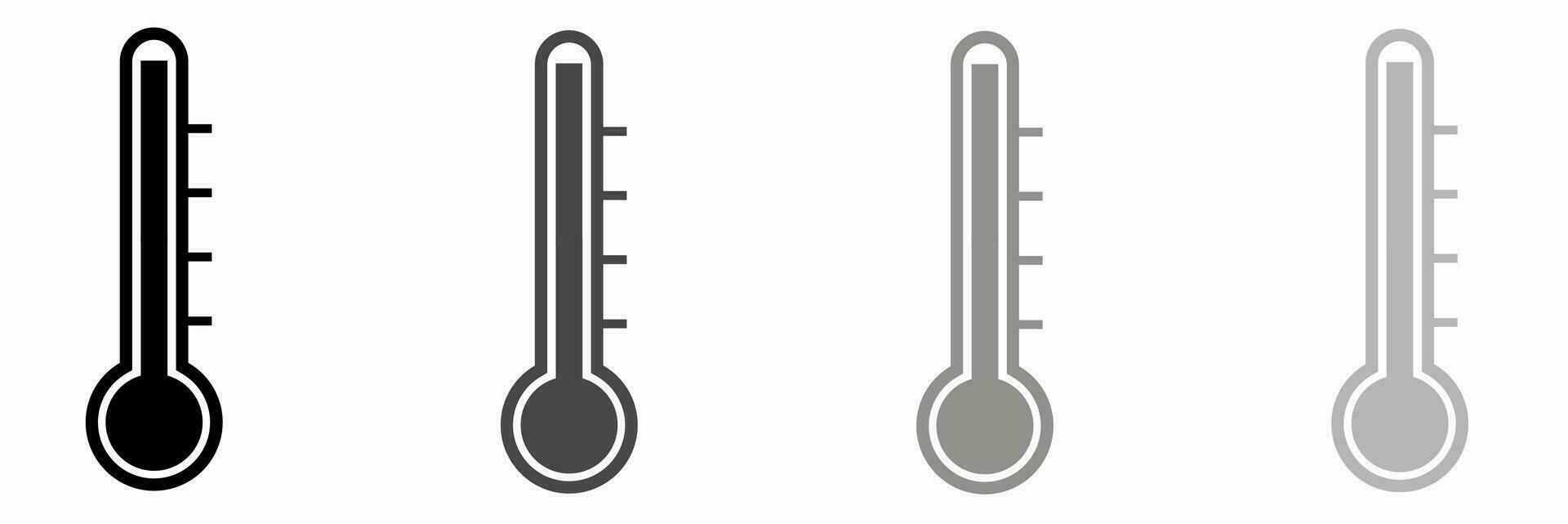 termômetro ícone Preto branco ilustração coleção. vetor