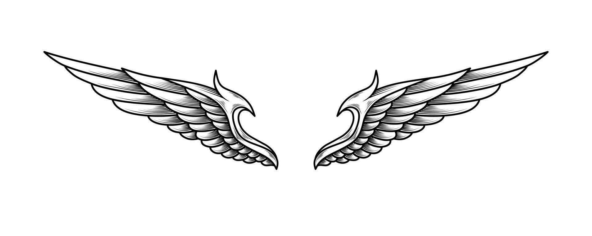 vector tatuagem tribal de asas de anjo