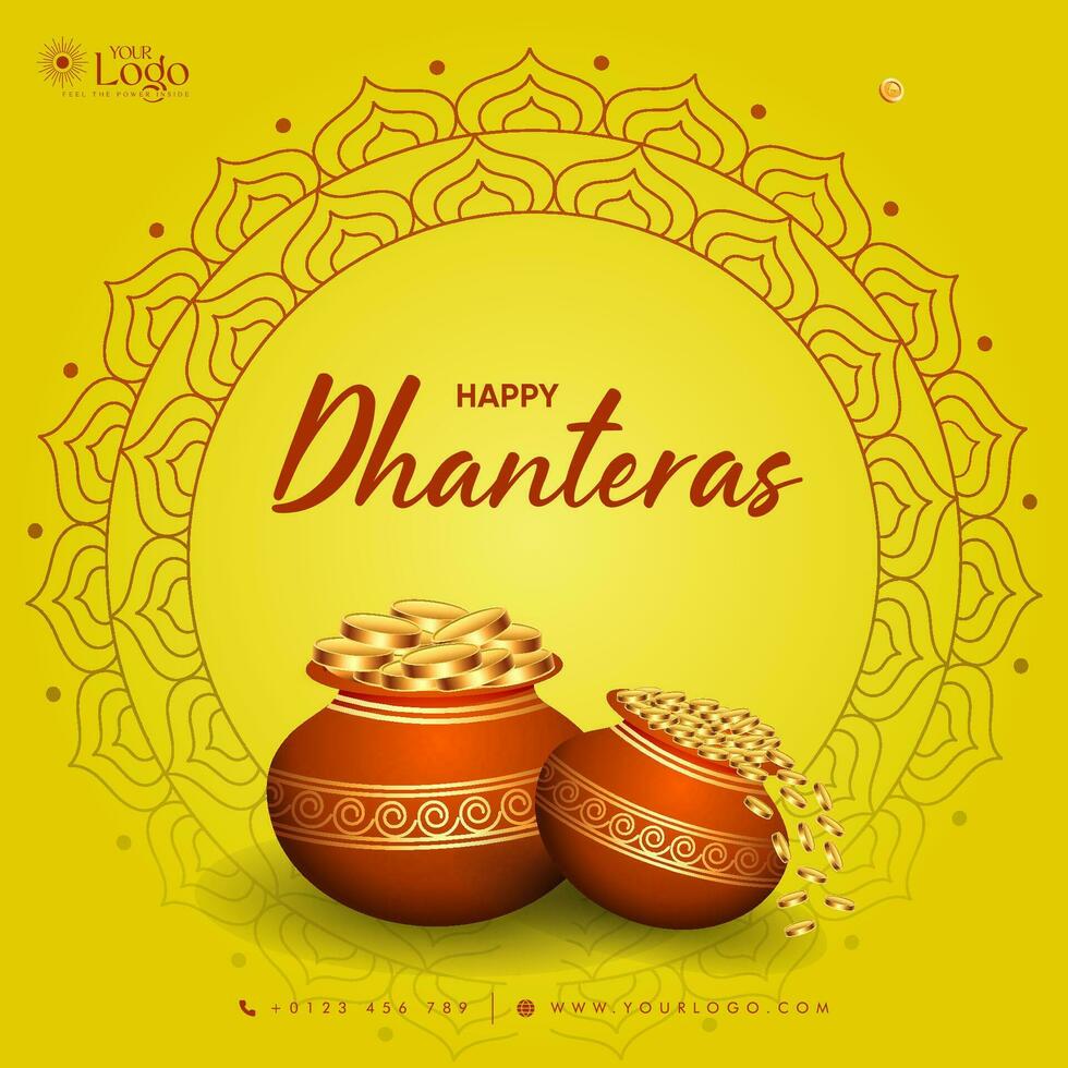 feliz dhanteras decorativo festival desejando cartão vetor