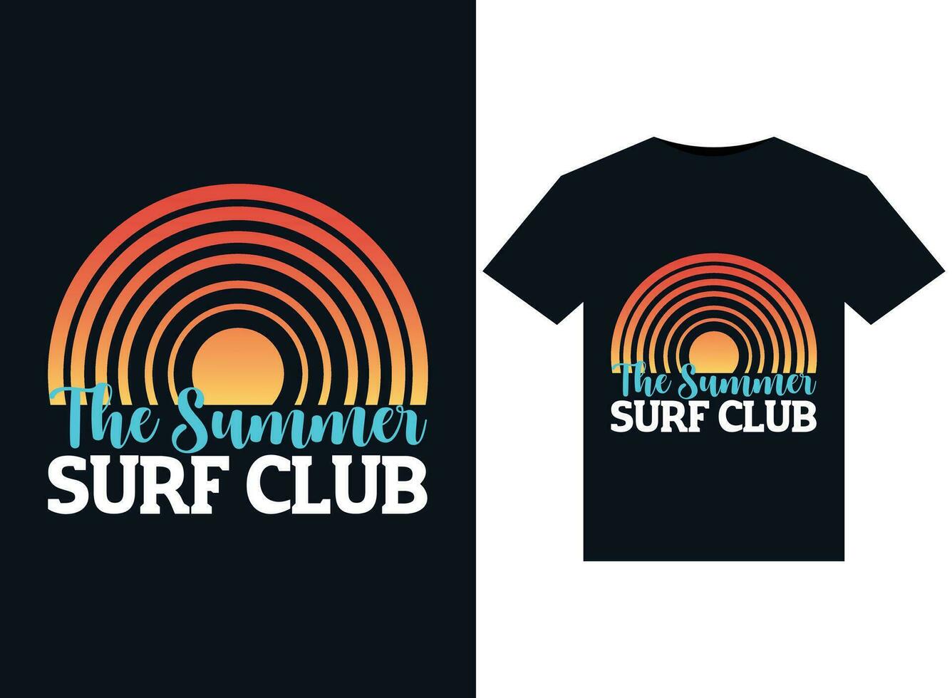 a verão surfar clubillustrations para pronto para impressão Camisetas Projeto vetor