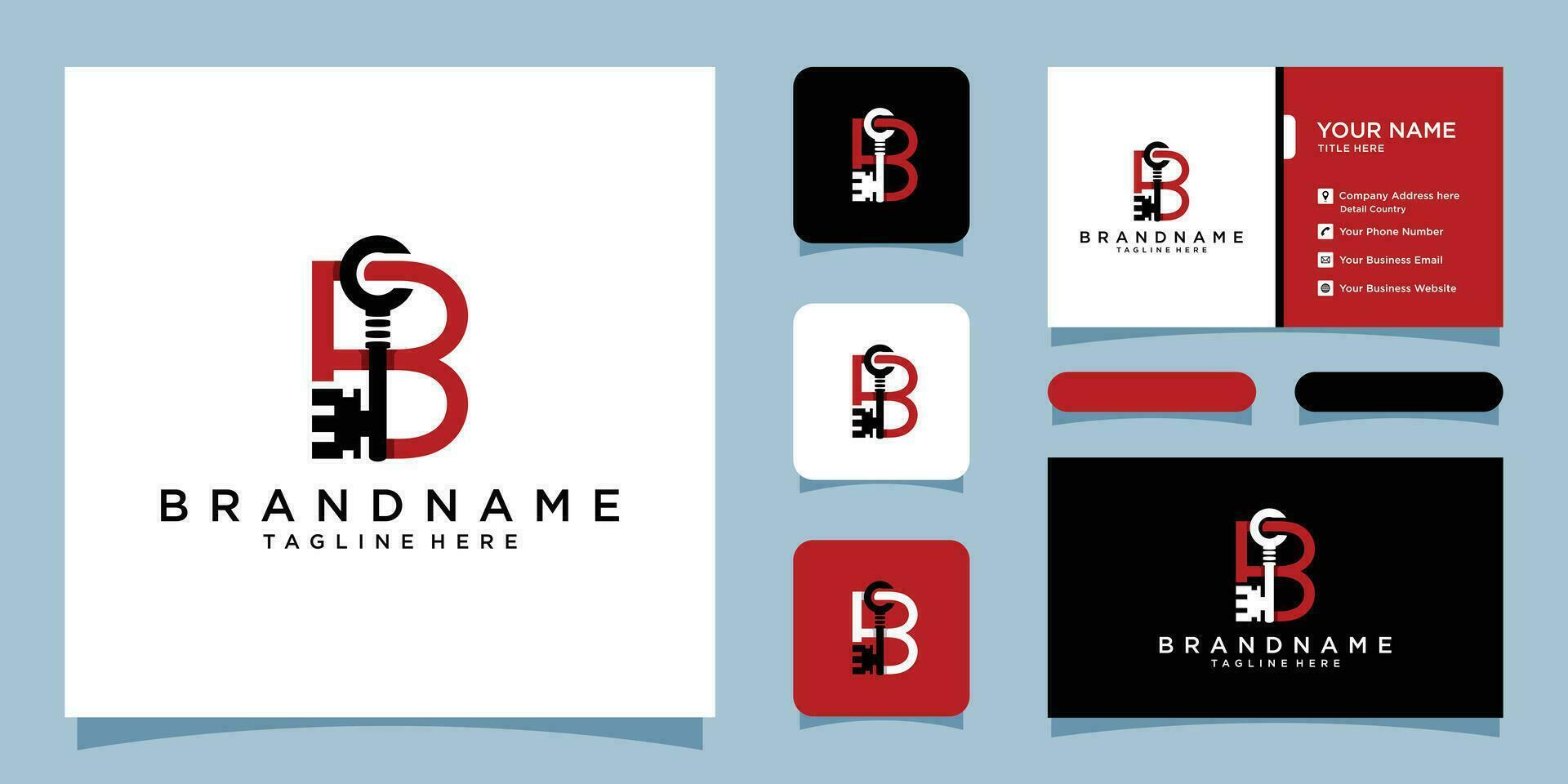 inicial carta b com chave logotipo conceito com o negócio cartão Projeto Prêmio vetor