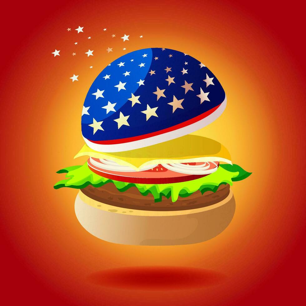 americano hamburguer em uma vermelho isolado fundo vetor