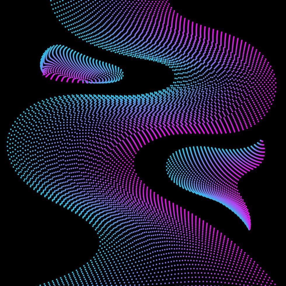abstrato ondulado fundo a partir de colori pontos dentro uma gradiente. tecnologias e Ciência 3d visualização vetor