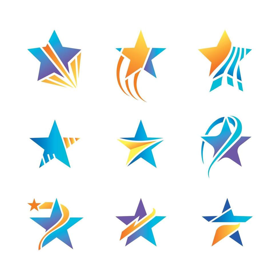 conjunto de ícone de forma de estrelas para logotipo e distintivo vetor