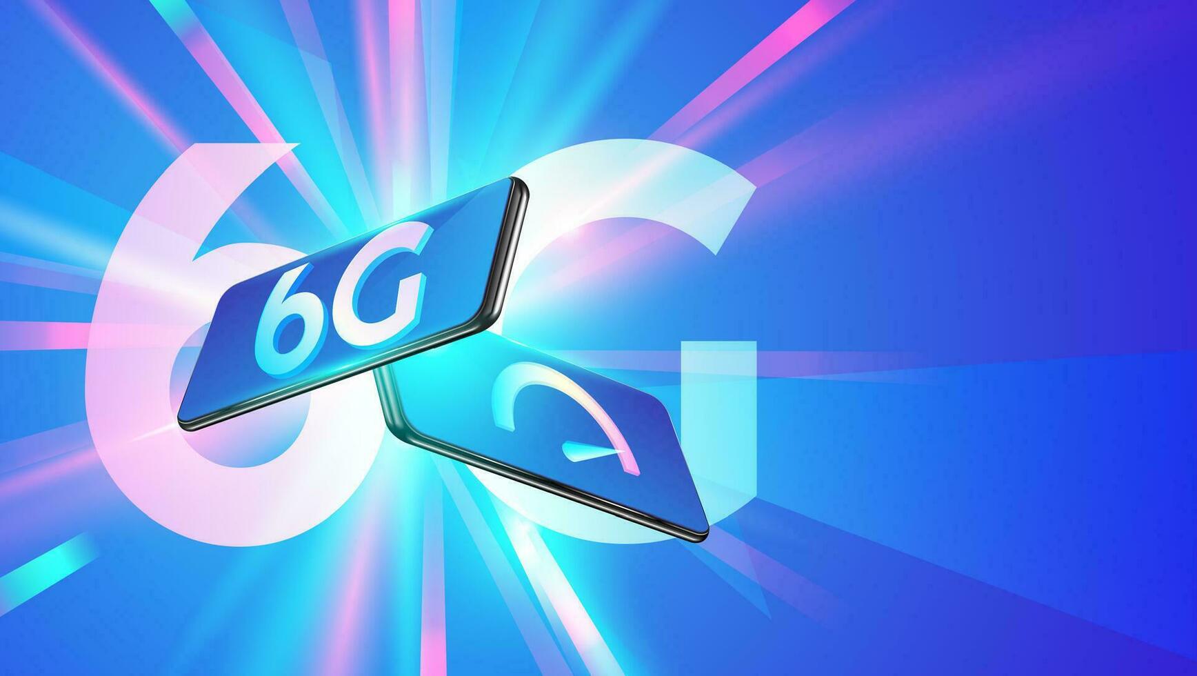 Novo 6º geração do Internet, 6g rede sem fio com Alto Rapidez conexão em Smartphone conceito. vetor ilustração.