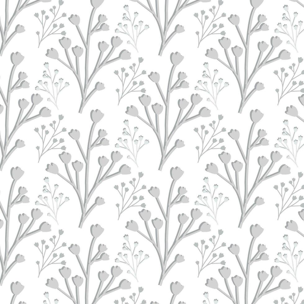 branco e cinzento floral floral padronizar fundo Projeto vetor modelo.