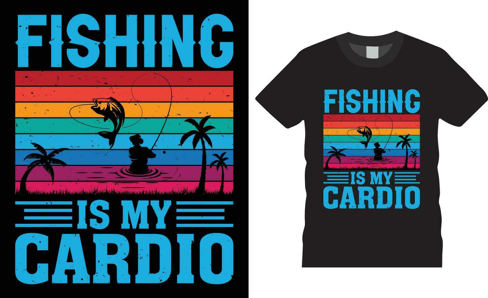 pescaria tipografia camiseta Projeto perfeito para impressão vetor template.fishing é meu cardio