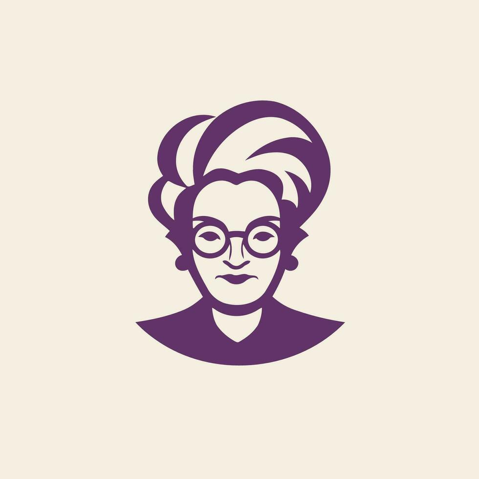 retrato do a idosos mulher com óculos. vetor ilustração dentro uma plano estilo.