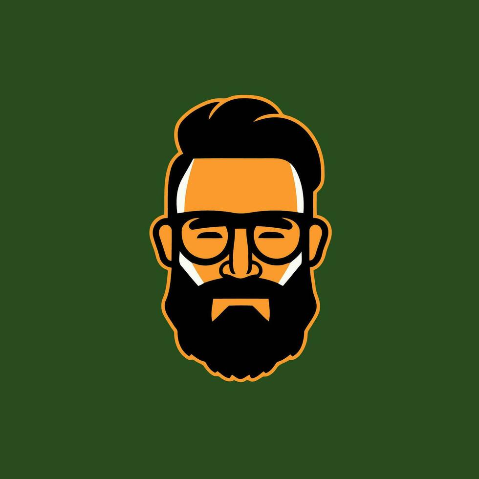 hipster face com barba e óculos. vetor ilustração em uma verde fundo.