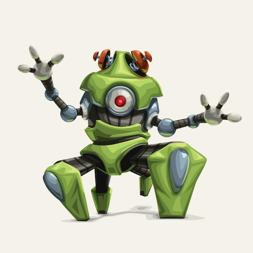 moderno verde quatro perna robô vetor