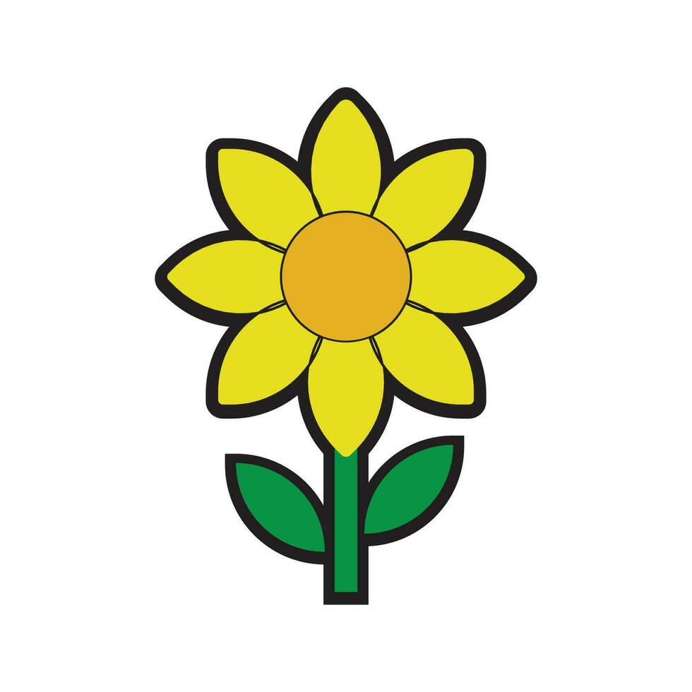 lindo Sol flor Flor vetor imagem, desenho animado flor ilustração imagem, flor plano ícone imagem