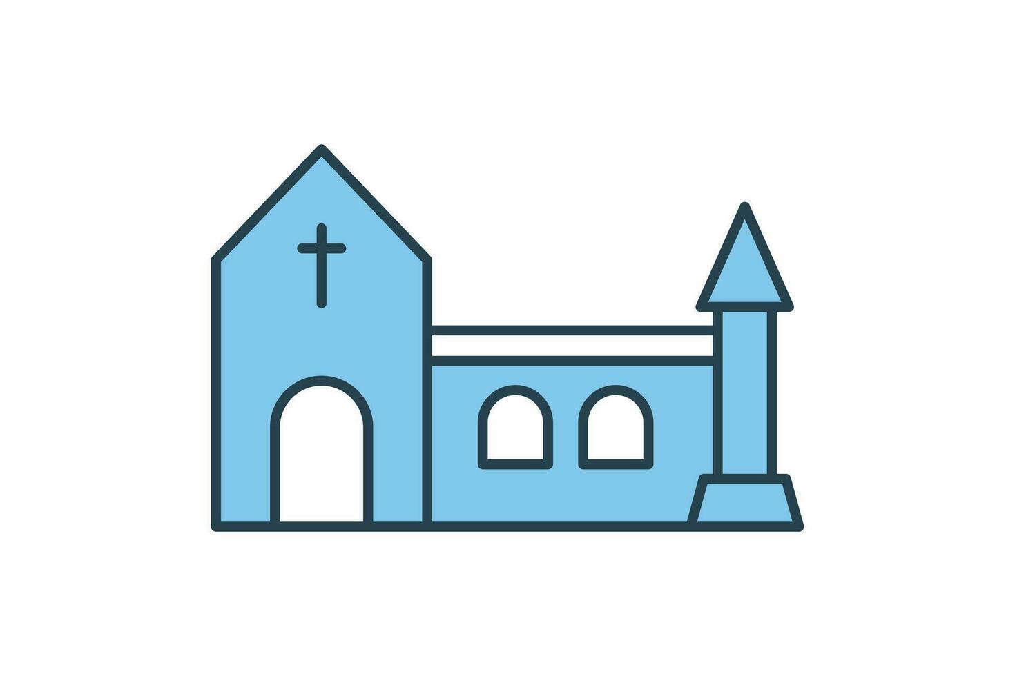 Igreja construção ícone. ícone relacionado para mosteiro, religião, prédio. plano linha ícone estilo Projeto. simples vetor Projeto editável