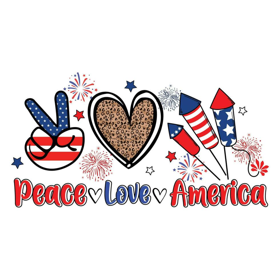 Paz amor América 4º do Julho vetor