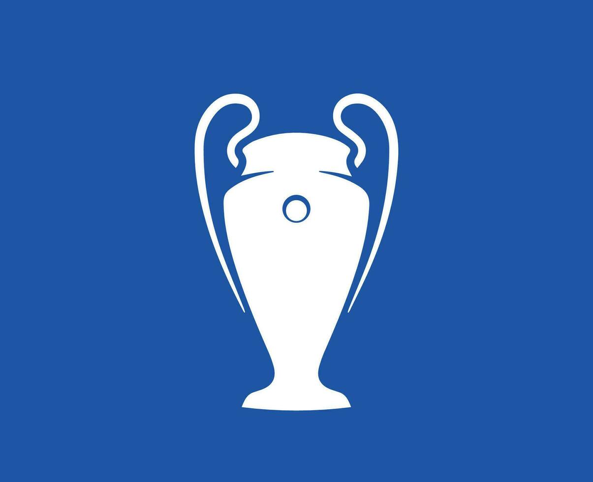 campeões liga troféu branco símbolo logotipo abstrato Projeto vetor ilustração com azul fundo