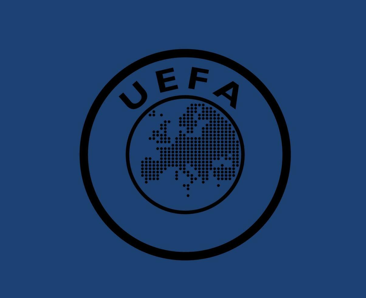 uefa Europa logotipo Preto símbolo abstrato Projeto vetor ilustração com azul fundo