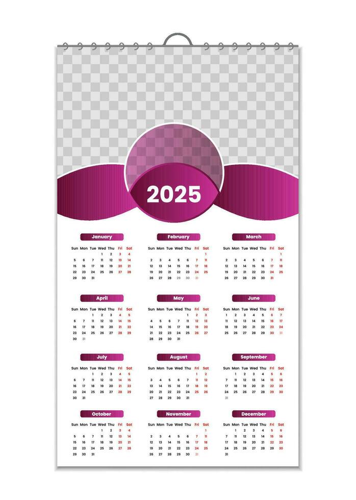 parede calendário 2025, parede calendário Projeto modelo para 2025, minimalista, limpar, e elegante Projeto calendário para 2025,parede calendário modelo Projeto vetor