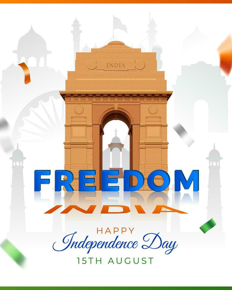 liberdade Índia 15º agosto indiano independência dia criativo social meios de comunicação postar modelo vetor