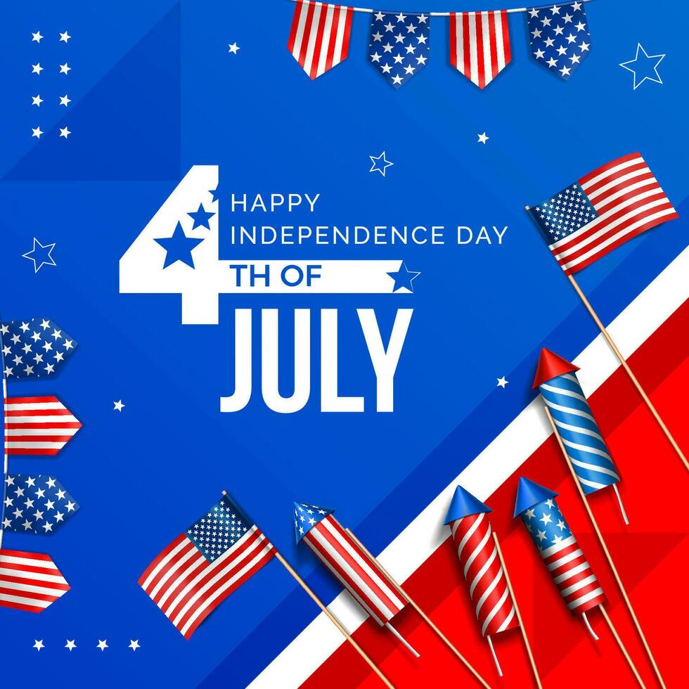 feliz EUA independência dia 4º do Julho americano celebração bandeira Projeto vetor