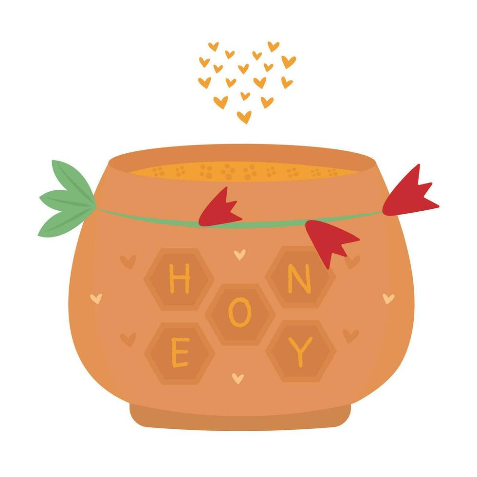 fofa jarra com mel, argila Panela, colorida ilustração vetor