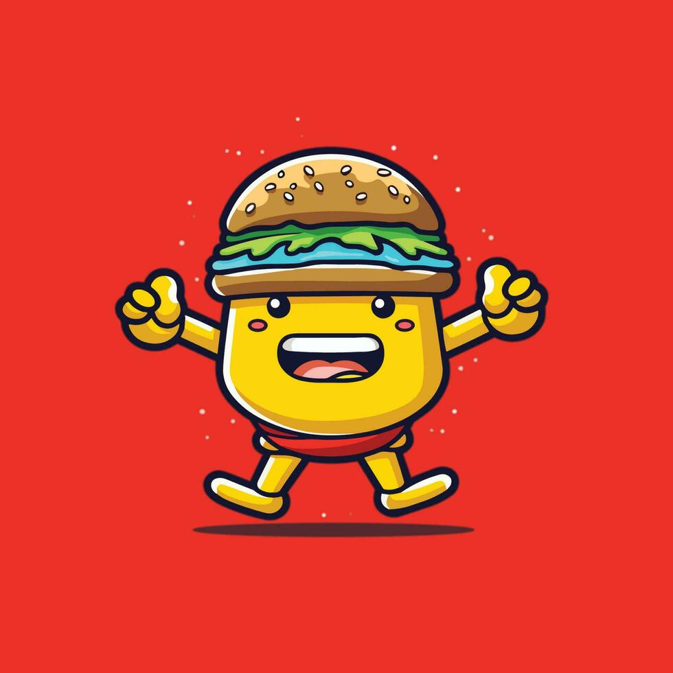 sorridente hamburguer mascote logotipo vetor