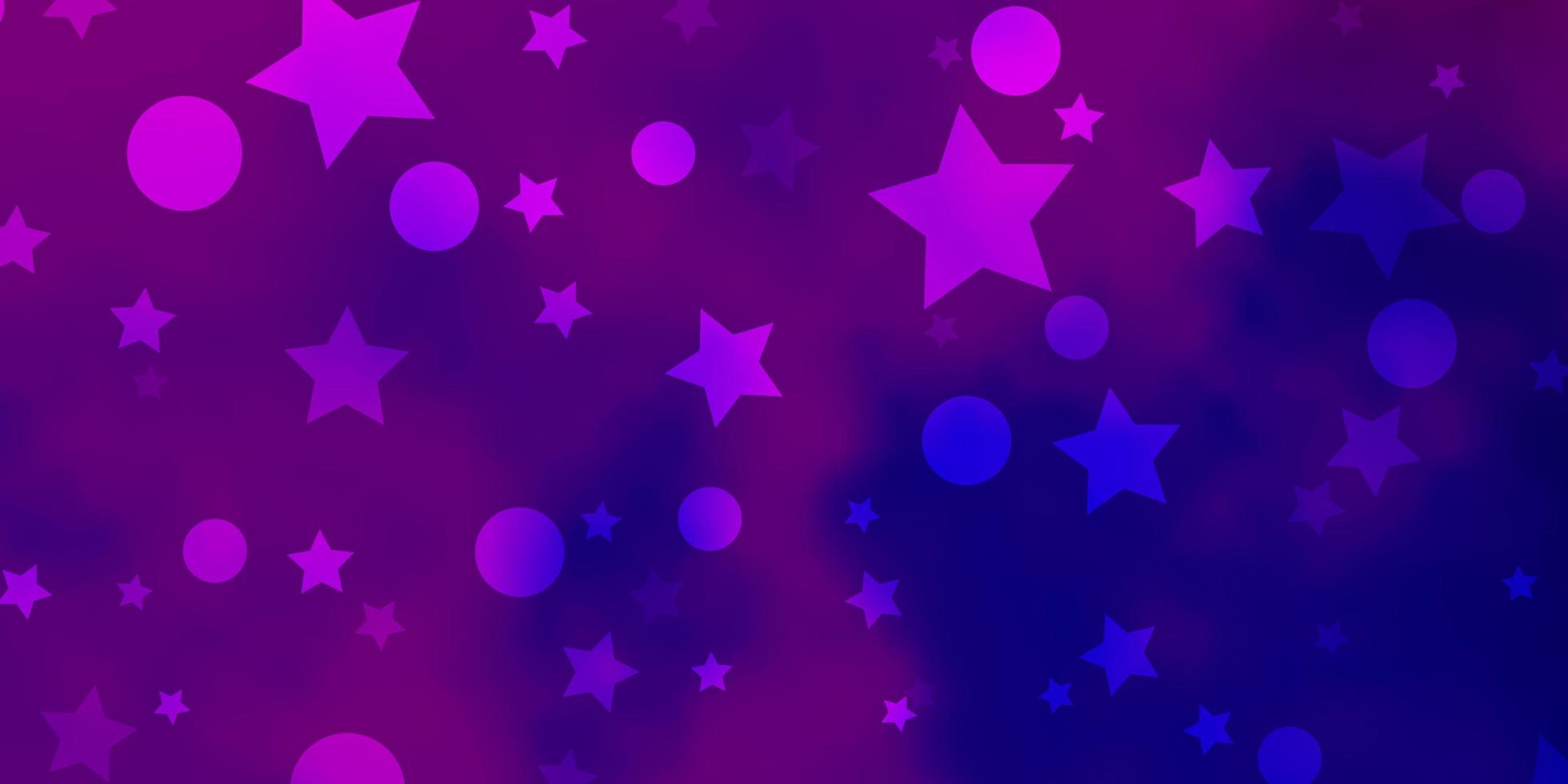 fundo vector rosa roxo claro com ilustração de estrelas de círculos com conjunto de estrelas de esferas abstratas coloridas.