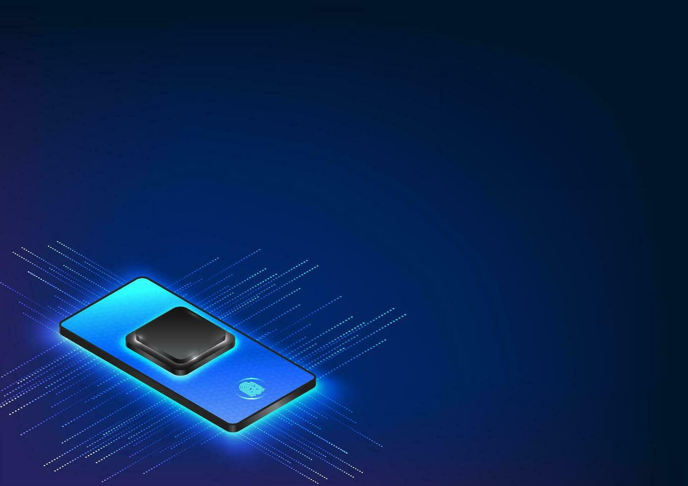 inteligente telefone com uma microchip em processamento e armazenando dados. em torno da a telefone, lá estão sinais transmitindo, exibindo avançado tecnologia e conectividade vetor