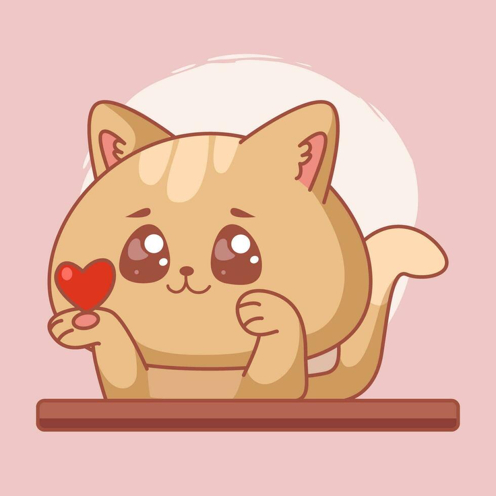 kawaii gato personagem desenho animado vetor ilustração