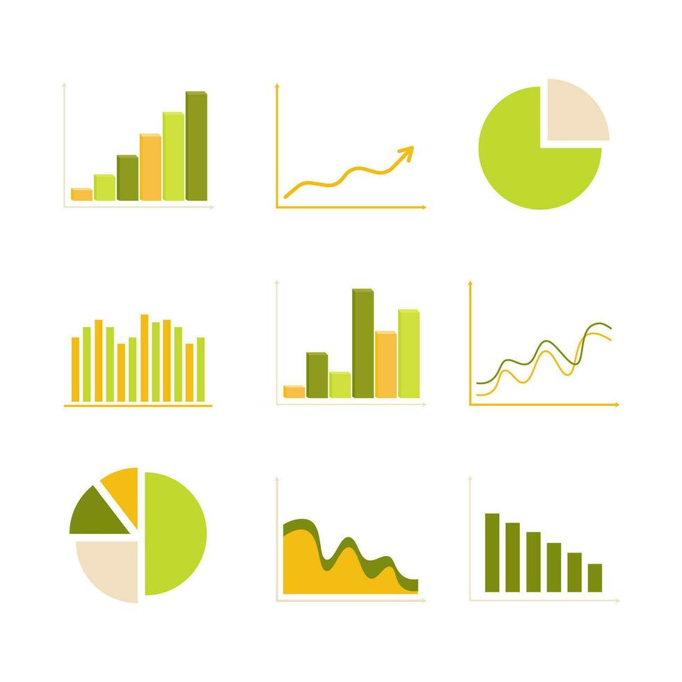 gráfico acima ícones definir. o negócio infográfico ícones, estatística e dados financeiro gráfico vetor ilustração