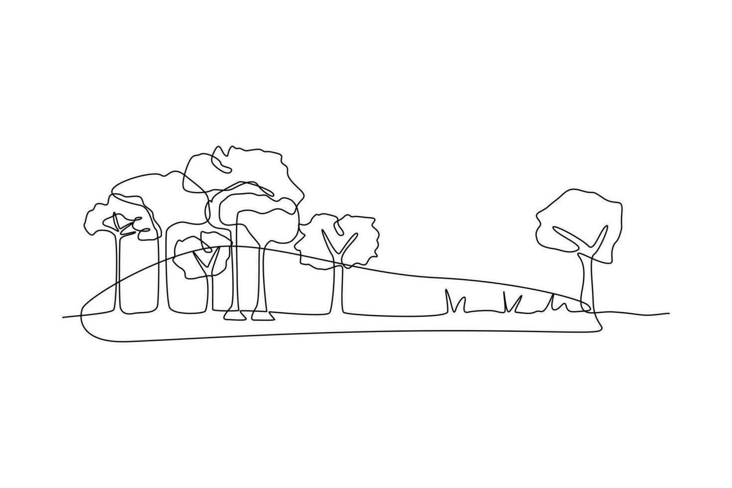 solteiro 1 linha desenhando floresta conceito. contínuo linha desenhar Projeto gráfico vetor ilustração.