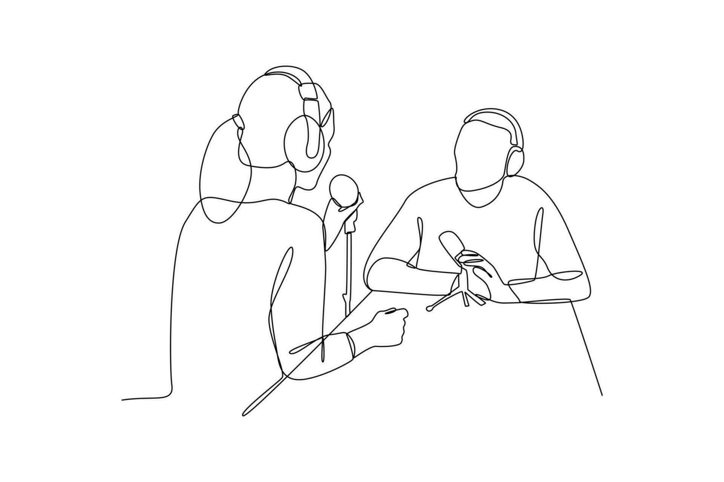 solteiro 1 linha desenhando podcast conceito. contínuo linha desenhar Projeto gráfico vetor ilustração.