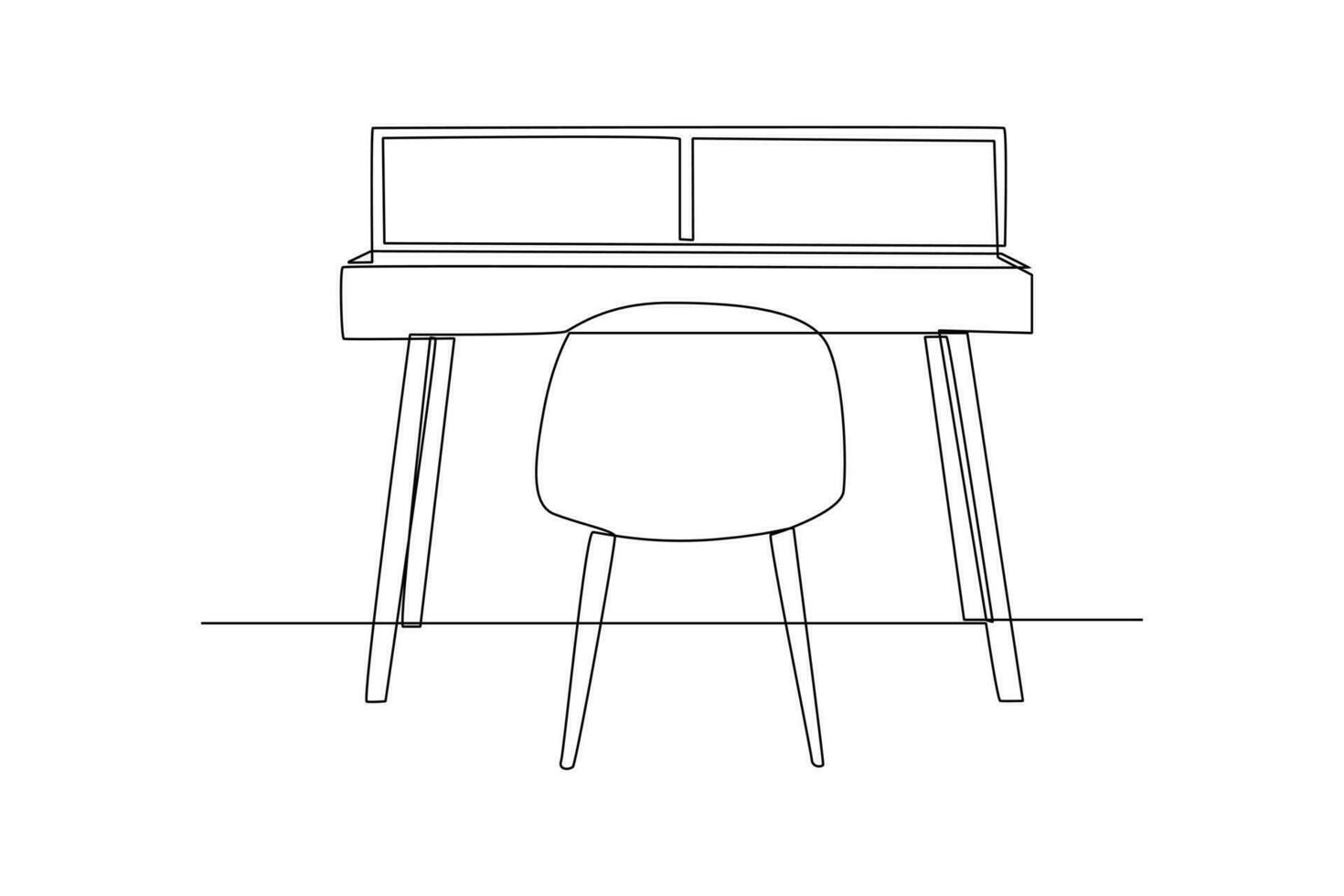 solteiro 1 linha desenhando escritório posto de trabalho mobília interior conceito. contínuo linha desenhar Projeto gráfico vetor ilustração.