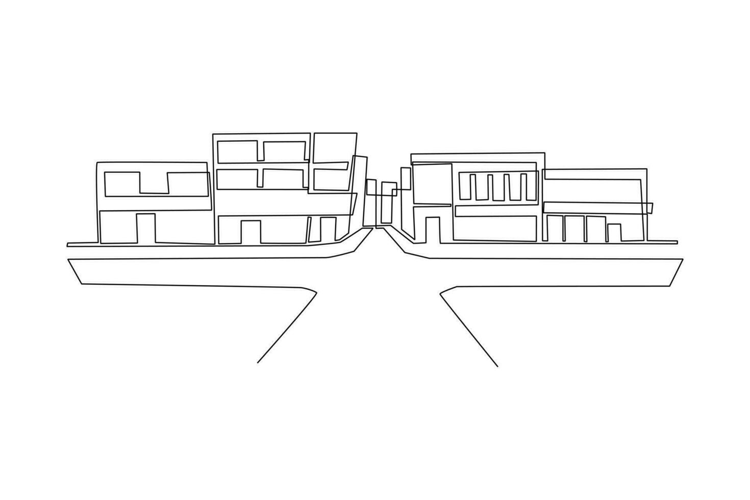 solteiro 1 linha desenhando moderno cidade Horizonte. cidade conceito. contínuo linha desenhar Projeto gráfico vetor ilustração.