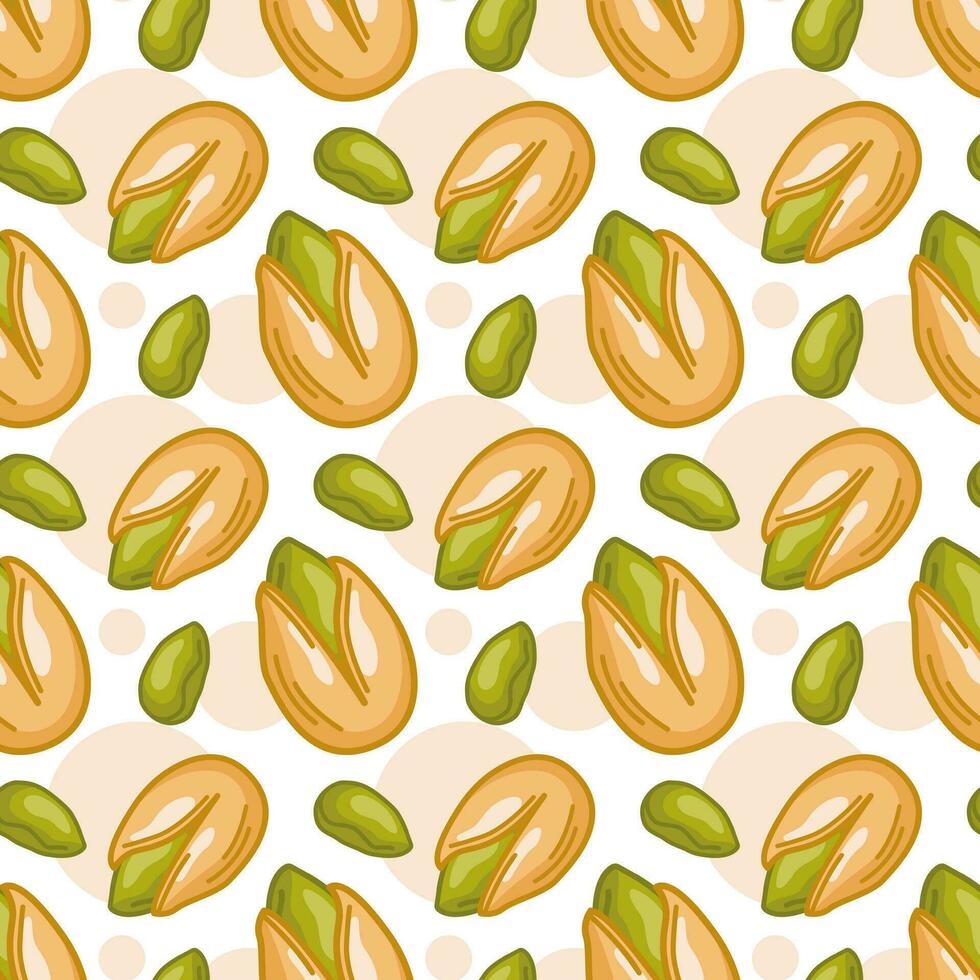 vetor desatado padronizar do pistachios dentro desenho animado Projeto. tradicional lanche. saudável Comida. noz enfeite para papel de parede, impressão, têxteis, rede página Projeto