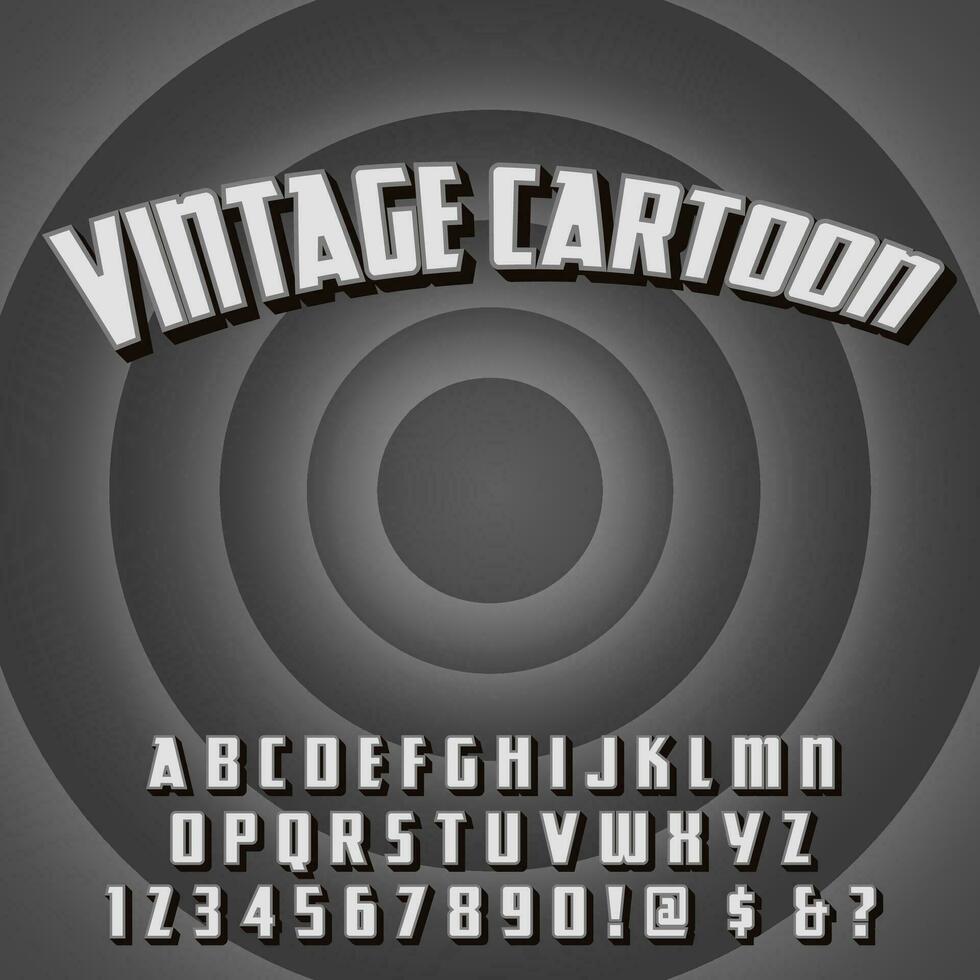 velho vintage desenho animado filme Preto e branco introdução texto efeito alfabeto conjunto vetor