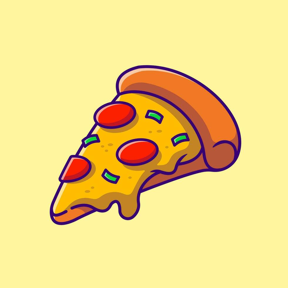 pizza derretido desenho animado vetor ícone ilustração. Comida ícone conceito isolado Prêmio vetor. plano desenho animado estilo